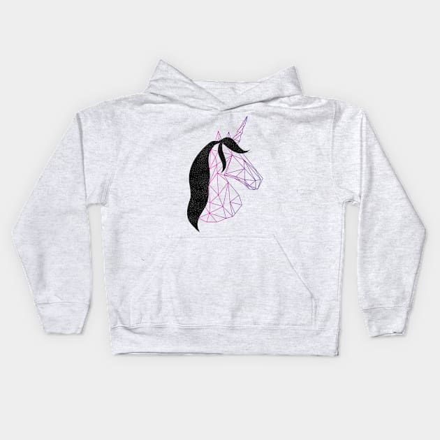 Purple unicorn with beautiful black hair | Mystical Kids Hoodie by Art by Ergate